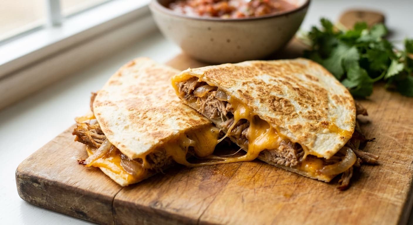 Batch-Cook Pork Butt, Sharp Cheddar & Onion Quesadillas for Easy Freezer Lunches